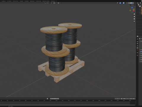 Cable Reel Drums On Wooden Pallet Modelo 3D