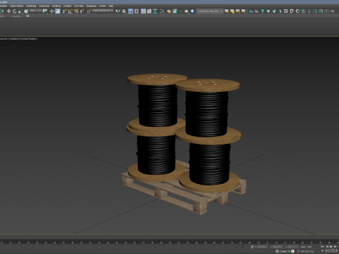 Cable Reel Drums On Wooden Pallet Modelo 3D