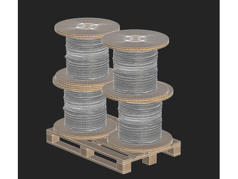 Cable Reel Drums On Wooden Pallet Modelo 3D