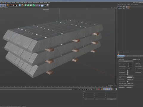 Lastre di sperone di cemento impilate Modello 3D