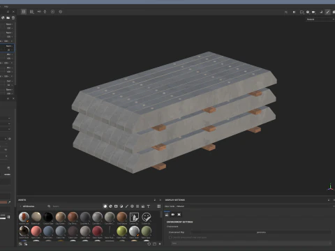 Lastre di sperone di cemento impilate Modello 3D