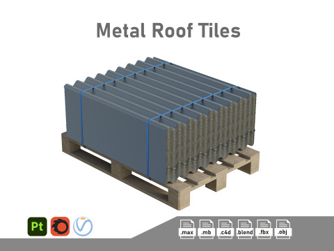 Metal Roof Tiles On Pallet Modelo 3D