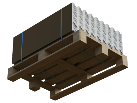 Metal Roof Tiles On Pallet Model 3D
