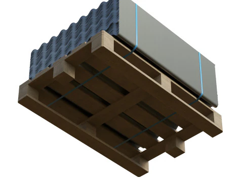 Telhas met&aacute;licas em paletes Modelo 3D