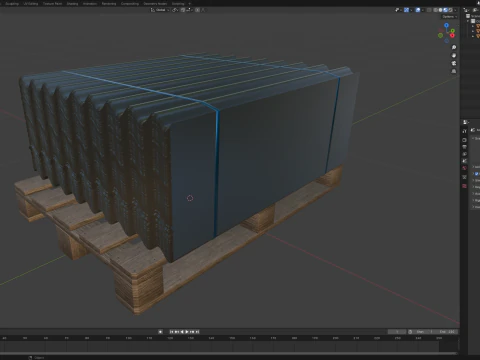 Telhas met&aacute;licas em paletes Modelo 3D