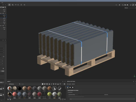 Telhas met&aacute;licas em paletes Modelo 3D