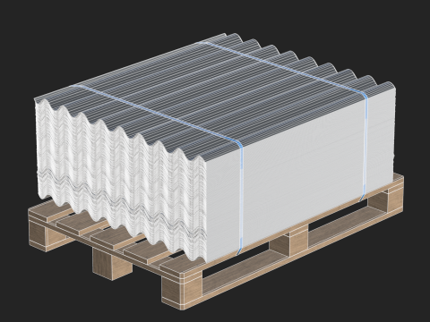 Metal Roof Tiles On Pallet Model 3D