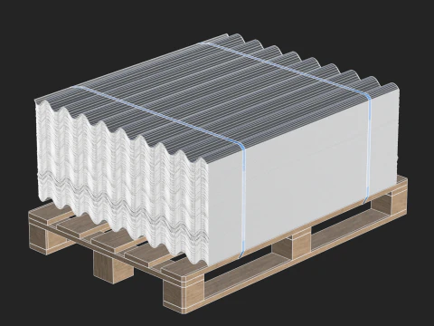Telhas met&aacute;licas em paletes Modelo 3D