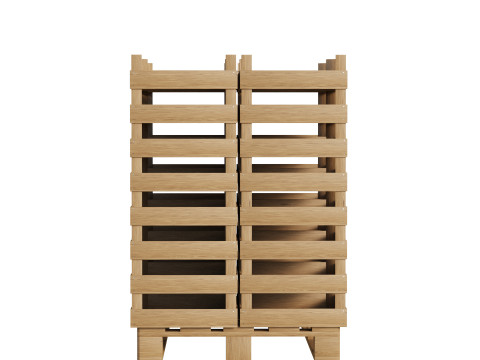Wooden Fruit Crates On Pallet 3D Model