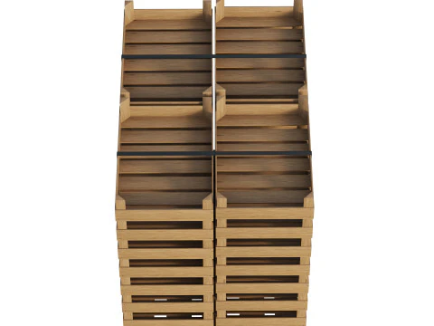 Casse di frutta in legno su pallet Modello 3D