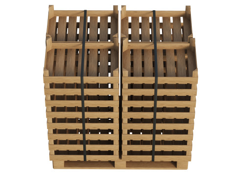 Wooden Fruit Crates On Pallet 3D Model
