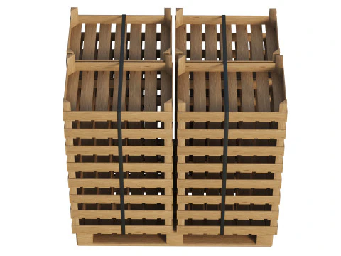 Casse di frutta in legno su pallet Modello 3D