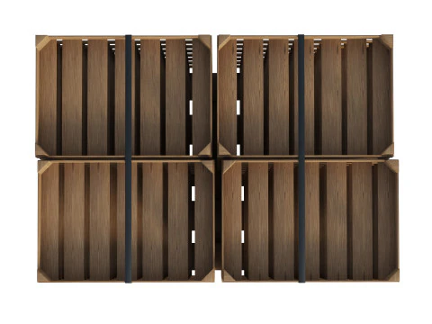 Casse di frutta in legno su pallet Modello 3D