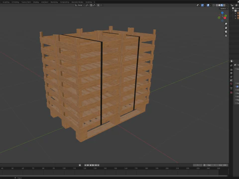 Casse di frutta in legno su pallet Modello 3D