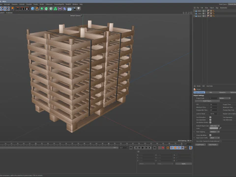 Casse di frutta in legno su pallet Modello 3D
