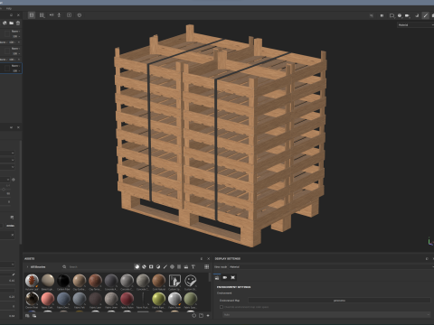 Wooden Fruit Crates On Pallet 3D Model