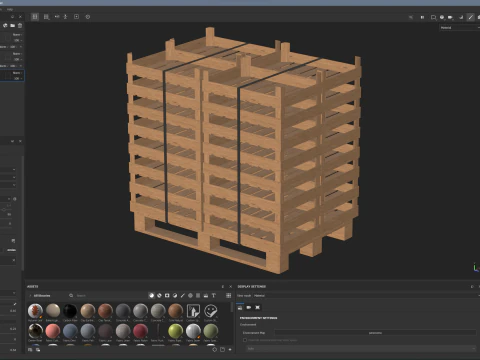 Casse di frutta in legno su pallet Modello 3D
