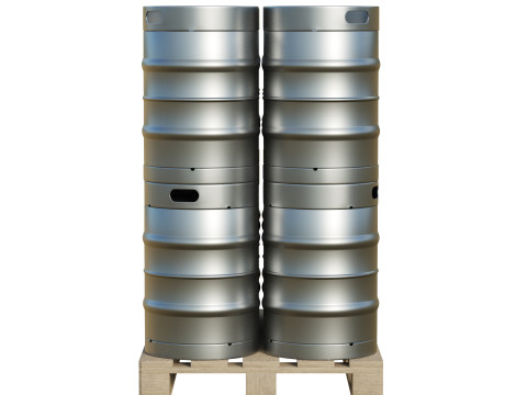 Beer Kegs On Wooden Pallet 3D Модель