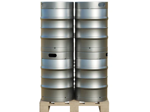 Fusti di birra su pallet di legno Modello 3D