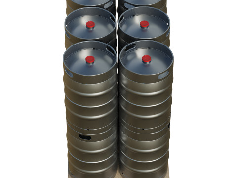 Beer Kegs On Wooden Pallet 3D Модель