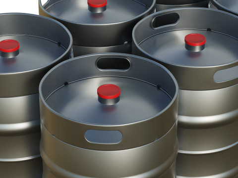 Beer Kegs On Wooden Pallet 3D Модель