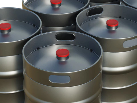 Fusti di birra su pallet di legno Modello 3D