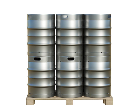 Beer Kegs On Wooden Pallet 3D Модель