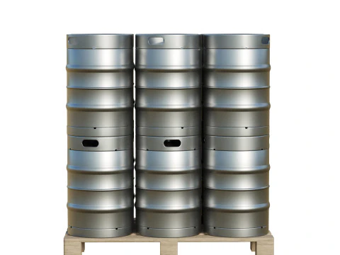 Fusti di birra su pallet di legno Modello 3D