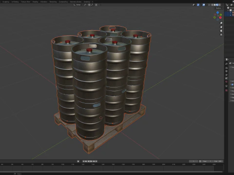 Fusti di birra su pallet di legno Modello 3D