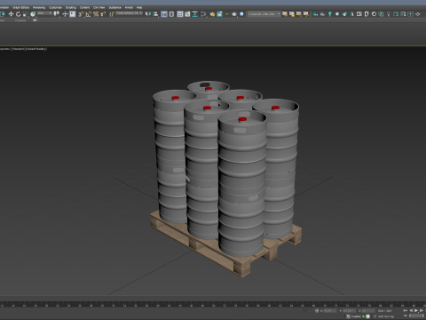 Beer Kegs On Wooden Pallet 3D Модель