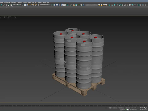 Fusti di birra su pallet di legno Modello 3D