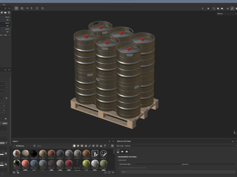 Fusti di birra su pallet di legno Modello 3D