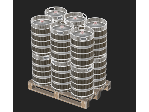 Beer Kegs On Wooden Pallet 3D Модель