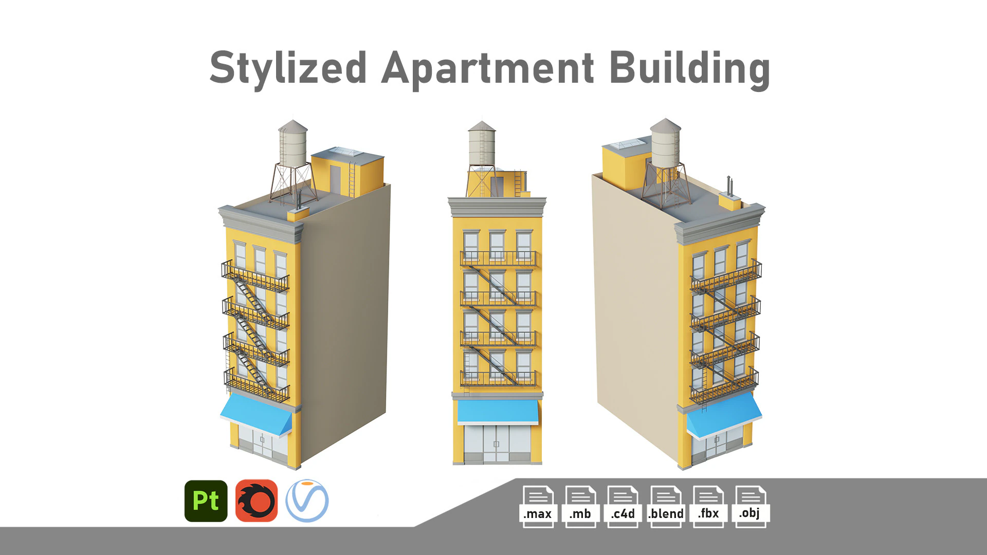Edificio condominiale 3 Modello 3D .c4d .max .obj .3ds .fbx .stl .blend 