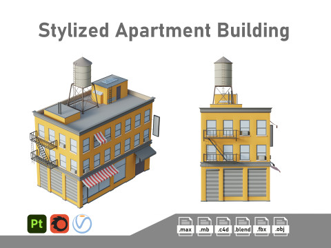 Stylized Apartment Building 6 3D Модель