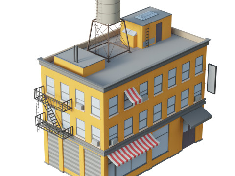 Stylized Apartment Building 6 3D Model