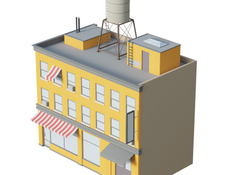 Stylized Apartment Building 6 3D Model