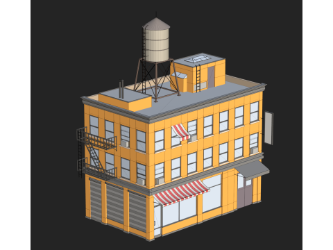 Stylized Apartment Building 6 3D Model