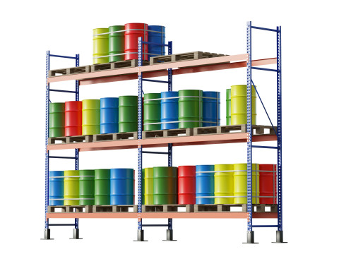 Metal Shelf Pallet Rack And Barrels Modèle 3D