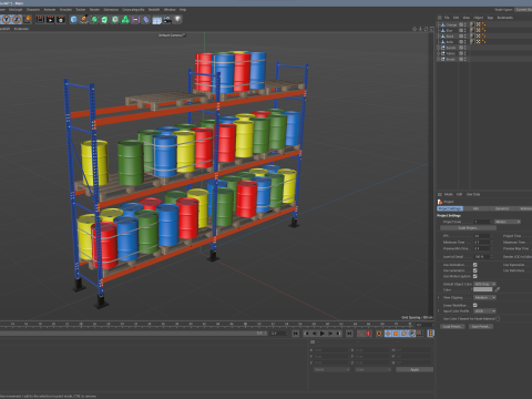 Metal Shelf Pallet Rack And Barrels Modèle 3D