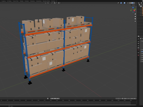Metal Shelf Pallet Rack And Cardboard Boxes 3D मॉडल