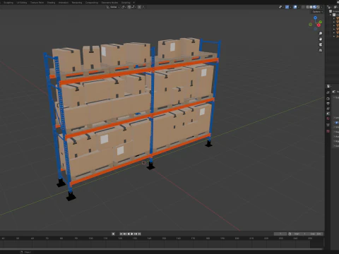 Metal Shelf Pallet Rack And Cardboard Boxes 3D Model