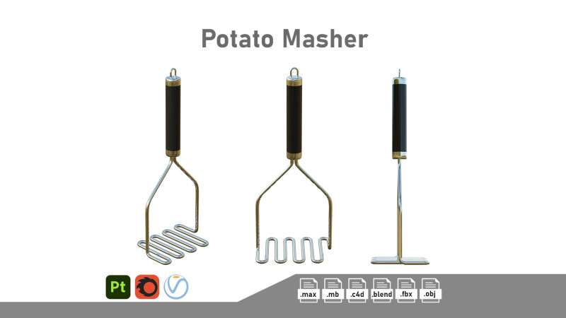 Potato Masher 3D Модель .c4d .max .obj .3ds .fbx .stl .blend