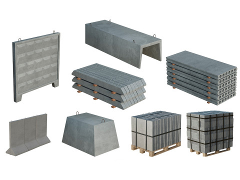 Concrete Construction Materials Collection 3D 모델