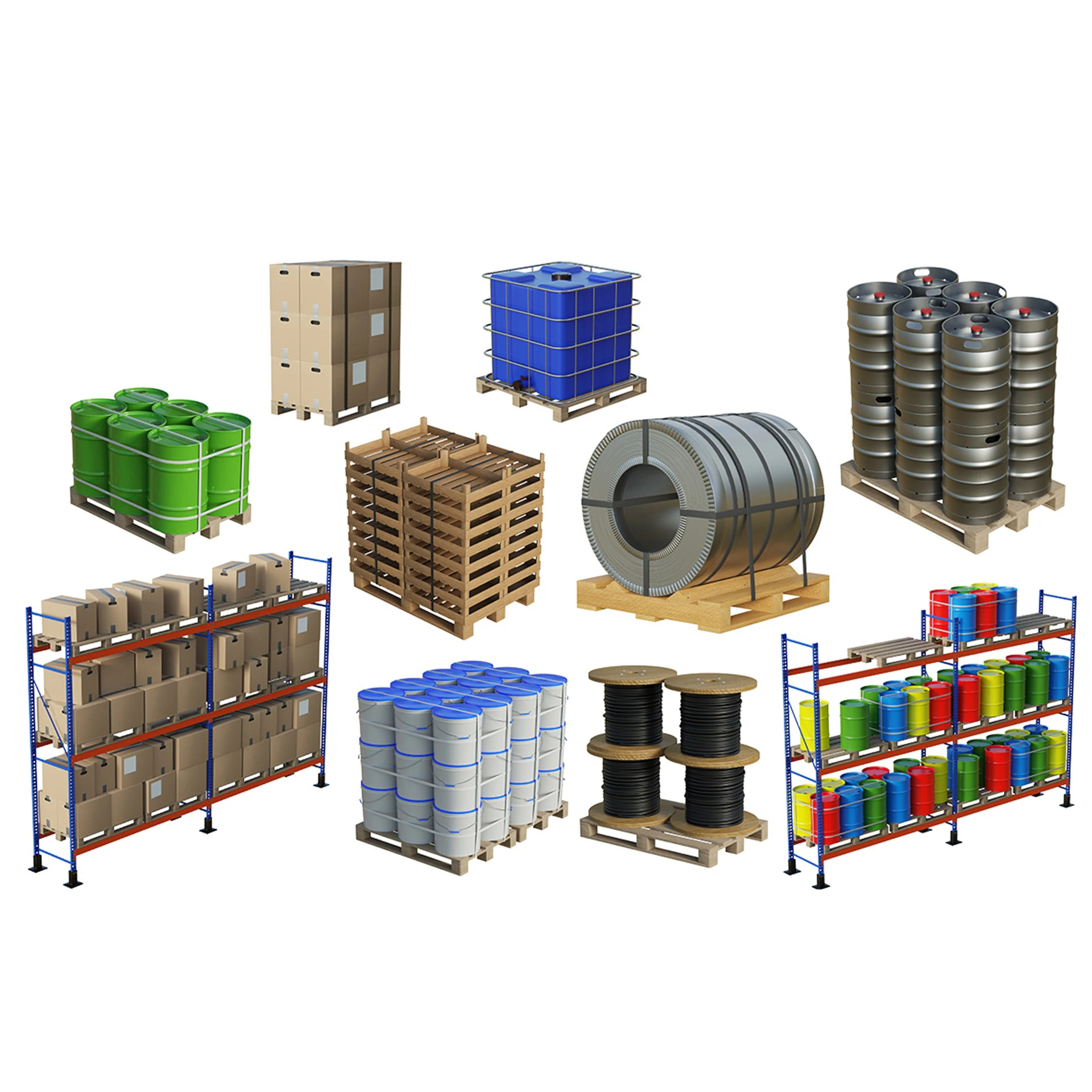 Collection Construction Materials 3D Model .c4d .max .obj .3ds .fbx .stl .blend