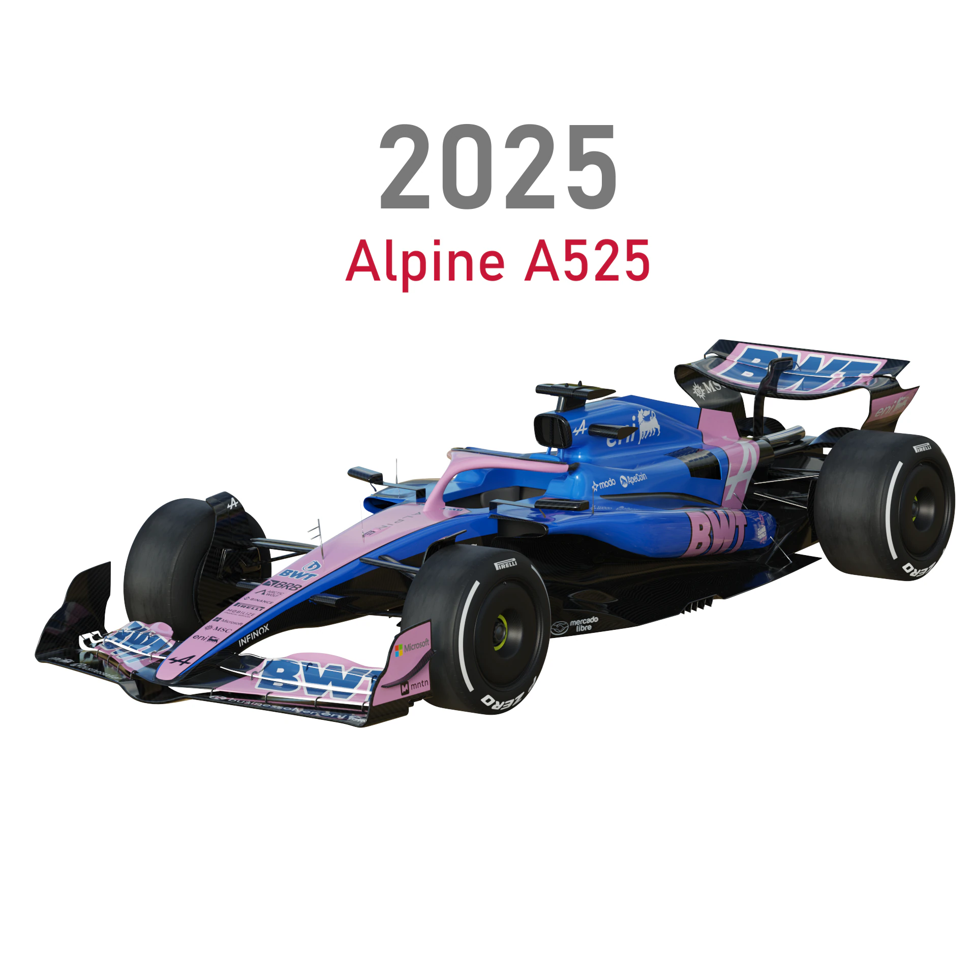 F1 Alpine A525 2025 3D Model .c4d .max .obj .3ds .fbx .stl .blend