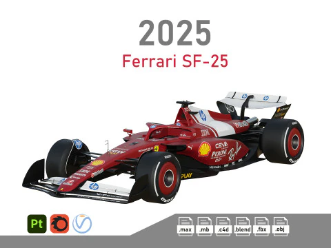 F1 Ferrari SF25 2025 Modelo 3D