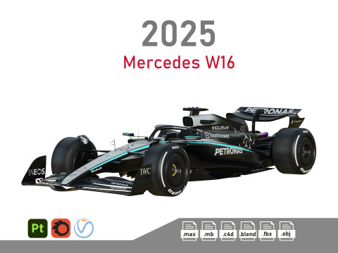 F1 Mercedes W16 2025 3D 모델