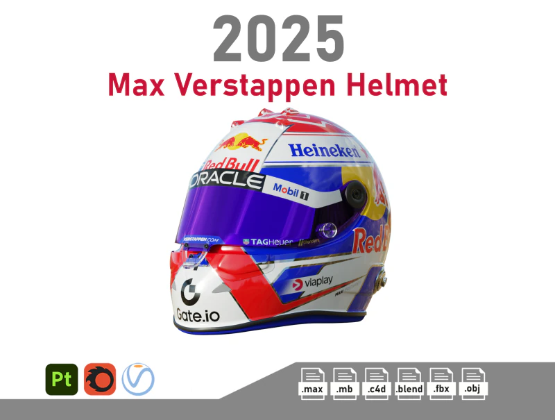 Casco F1 Max Verstappen 2025 Modelo 3D .c4d .max .obj .3ds .fbx .stl .blend