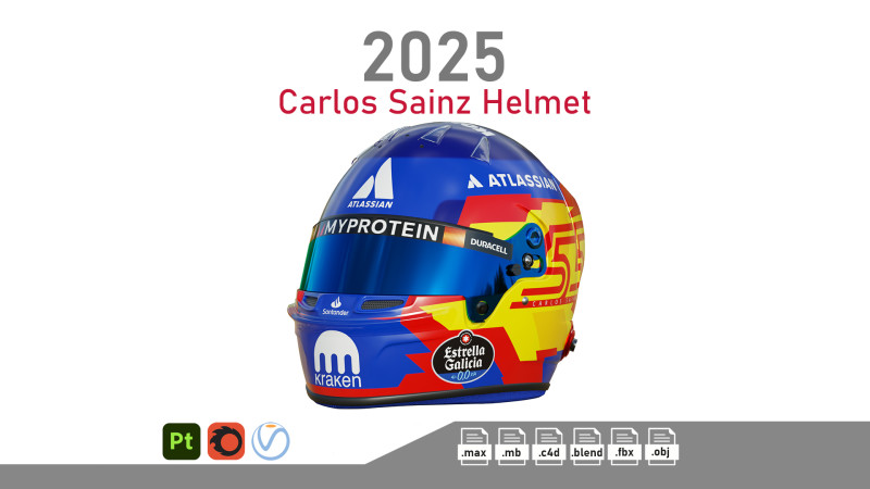 F1 Carlos Sainz Helmet 2025 Modello 3D .c4d .max .obj .3ds .fbx .stl .blend